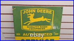 Vintage JOHN DEERE QUALITY FARM EQUIPMENT AUTHORIZED SERVICE porcelain Sign
