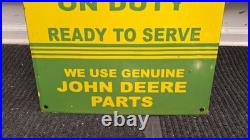 Vintage JOHN DEERE QUALITY FARM EQUIPMENT AUTHORIZED SERVICE porcelain Sign