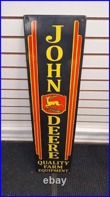 Vintage JOHN DEERE QUALITY FARM EQUIPMENT porcelain Sign Farm Dealer Sign