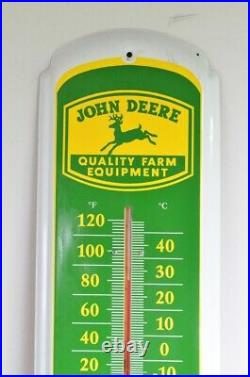 Vintage JOHN DEERE Quality Farm Equipment Advertising Metal Thermometer Sign