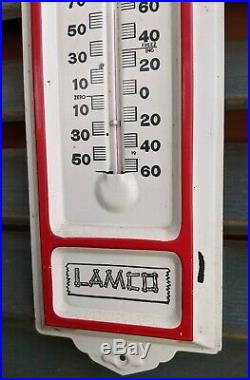 Vintage JOHN DEERE SALES Metal Advertising Thermometer Sign KC CANARY INC Lamco