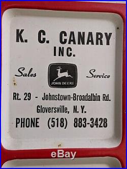 Vintage JOHN DEERE SALES Metal Advertising Thermometer Sign KC CANARY INC Lamco