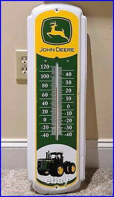 Vintage JOHN DEERE Tractors Metal Store Advertising 27 Wall Thermometer Sign