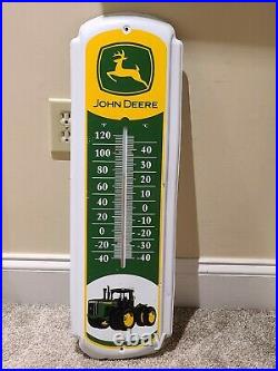 Vintage JOHN DEERE Tractors Metal Store Advertising 27 Wall Thermometer Sign