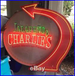 Vintage Jalapeño Charlies Latin Mexican Fusion Neon Sign 50 Inches Wide/50 Tall