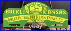 Vintage John Deere 11 Metal Car Tag Topper Sign Gas Oil Tractor Bucklin