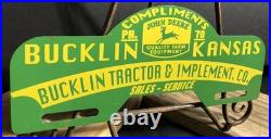 Vintage John Deere 11 Metal Car Tag Topper Sign Gas Oil Tractor Bucklin
