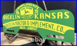 Vintage John Deere 11 Metal Car Tag Topper Sign Gas Oil Tractor Bucklin