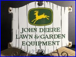 Vintage John Deere 12 Porcelain Tractor Sign Lawn Garden Equipment