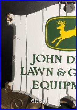 Vintage John Deere 12 Porcelain Tractor Sign Lawn Garden Equipment
