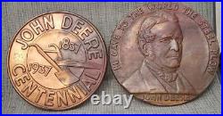 Vintage John Deere 1837-1937 Centennial Medallions Copper Pennies Wall Plaque