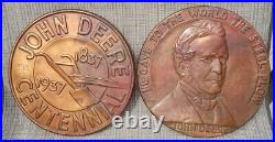 Vintage John Deere 1837-1937 Centennial Medallions Copper Pennies Wall Plaque