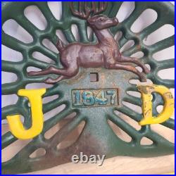 Vintage John Deere 1847 Cast Iron Tractor Seat Farm Decor Retro Sign 15 X 12