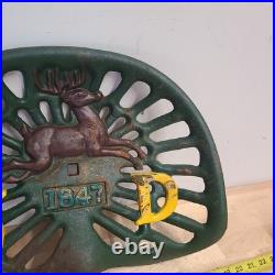 Vintage John Deere 1847 Cast Iron Tractor Seat Farm Decor Retro Sign 15 X 12