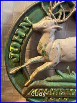 Vintage John? Deere 1847-Moline IL-Cast-Iron Wall Pocket Mailbox/Letter Holder