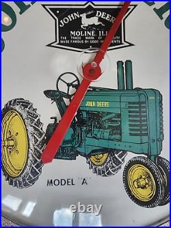 Vintage John Deere 18 Model A Tractor round farm advertising Thermometer