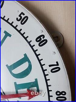 Vintage John Deere 18 Model A Tractor round farm advertising Thermometer