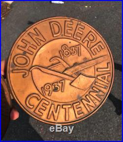 Vintage John Deere 1937 100 year anniversary copper sign advertising original