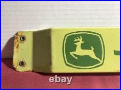 Vintage John Deere 32 Porcelain Sign Store Door Push Bar Tractor Farm Gas Oil
