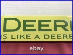 Vintage John Deere 32 Porcelain Sign Store Door Push Bar Tractor Farm Gas Oil