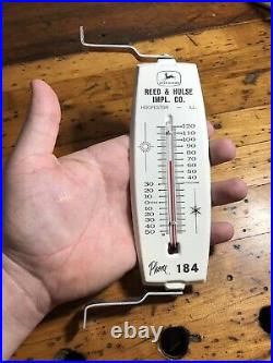 Vintage John Deere 4 Legged Thermometer Hoopeston Ill tin sign