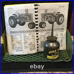 Vintage John Deere A Tractor Tool Box, Operators Manual (copy) & Vintage Oil Can