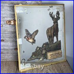 Vintage John Deere Advertising Mirror Northwood, N. Dak. Power Equipment 1930s
