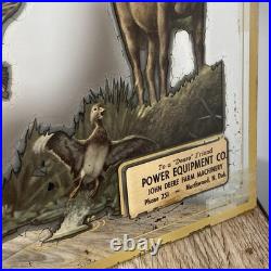 Vintage John Deere Advertising Mirror Northwood, N. Dak. Power Equipment 1930s