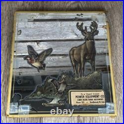 Vintage John Deere Advertising Mirror Northwood, N. Dak. Power Equipment 1930s