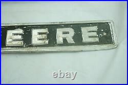 Vintage John Deere Backhoe Crawler Dozer Emblem Pair Aluminum Embossed Original
