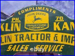 Vintage John Deere Bucklin Kansas License Plate Topper, Farm Equipment 11×4