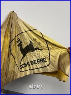 Vintage John Deere Canvas Tractor Umbrella Farm Advertising Antique Complete