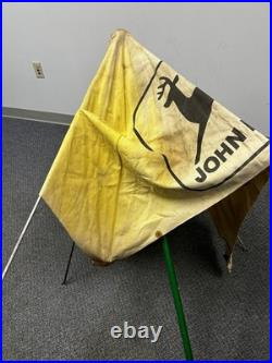 Vintage John Deere Canvas Tractor Umbrella Farm Advertising Antique Complete