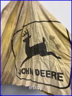 Vintage John Deere Canvas Tractor Umbrella Farm Advertising Antique Complete