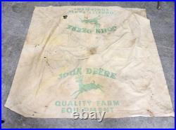 Vintage John Deere Canvas Tractor Umbrella Farm Equipment Advertising sign