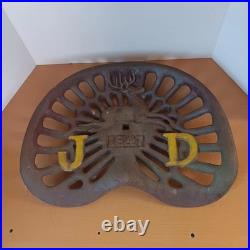 Vintage John Deere Cast Iron Farmhouse Decor Sign Tractor Seat 1847 JD Deer