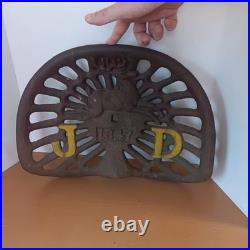 Vintage John Deere Cast Iron Farmhouse Decor Sign Tractor Seat 1847 JD Deer