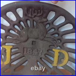 Vintage John Deere Cast Iron Farmhouse Decor Sign Tractor Seat 1847 JD Deer
