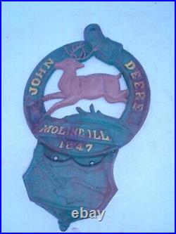 Vintage John Deere Cast Iron Wall Sign, Plaque, Advertising