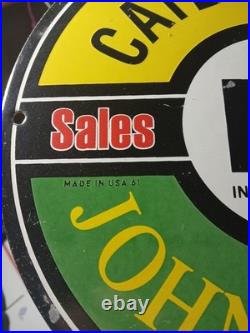 Vintage John Deere Caterpillar International Harvester Porcelain Metal Gas Sign