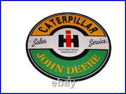 Vintage John Deere Caterpillar International Harvester Porcelain Metal Gas Sign