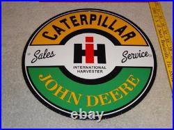Vintage John Deere Caterpillar International Harvester Porcelain Metal Gas Sign