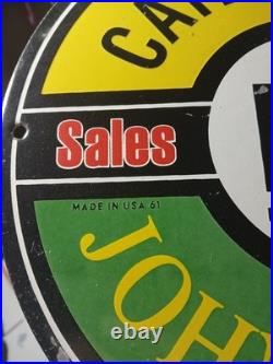 Vintage John Deere Caterpillar International Harvester Porcelain Metal Gas Sign