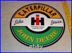 Vintage John Deere Caterpillar International Harvester Porcelain Metal Gas Sign