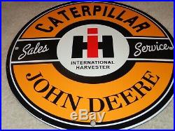 Vintage John Deere Caterpillar International Harvester Porcelain Metal Gas Sign