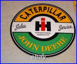 Vintage John Deere Caterpillar International Harvester Porcelain Metal Gas Sign