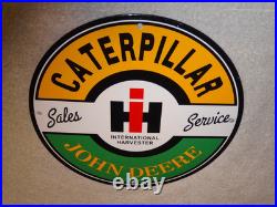 Vintage John Deere Caterpillar International Harvester Porcelain Metal Gas Sign
