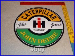Vintage John Deere Caterpillar International Harvester Porcelain Metal Gas Sign