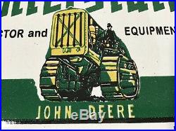 Vintage John Deere Caterpillar Porcelain Sign Gas Oil Pump Plate Farming Tractor