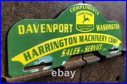 Vintage John Deere Davenport Washington 10 Porcelain Sign Car Tag Topper